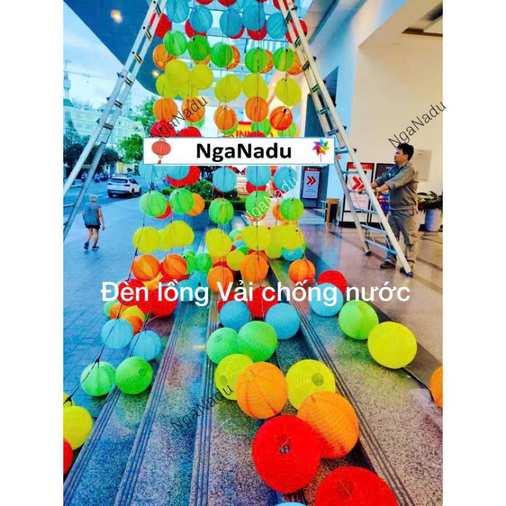 ĐÈN LỒNG VẢI LỤA CHỐNG NƯỚC trang trí Tết,Noel,lễ hội trường học,nhà Chùa,quán cà phê ngoài trời Nga Nadu