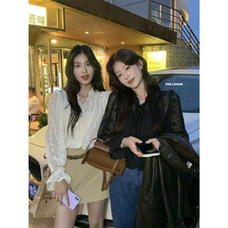 METWO. - Áo sơ mi ren mỏng thêu hoa bèo hoạ tiết FORM RỘNG cổ nơ QC dài tay bo chun bồng ulzzang tiểu thư HQ #89105