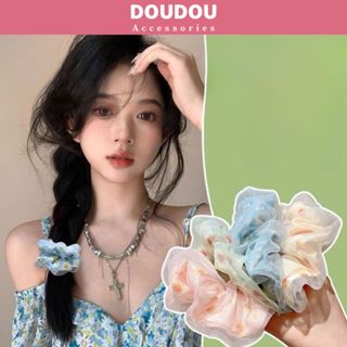 Dây cột tóc 2 lớp Doudou Scrunchies Dây buộc tóc vải voan phong cách Hàn Quốc thời trang FQ042 