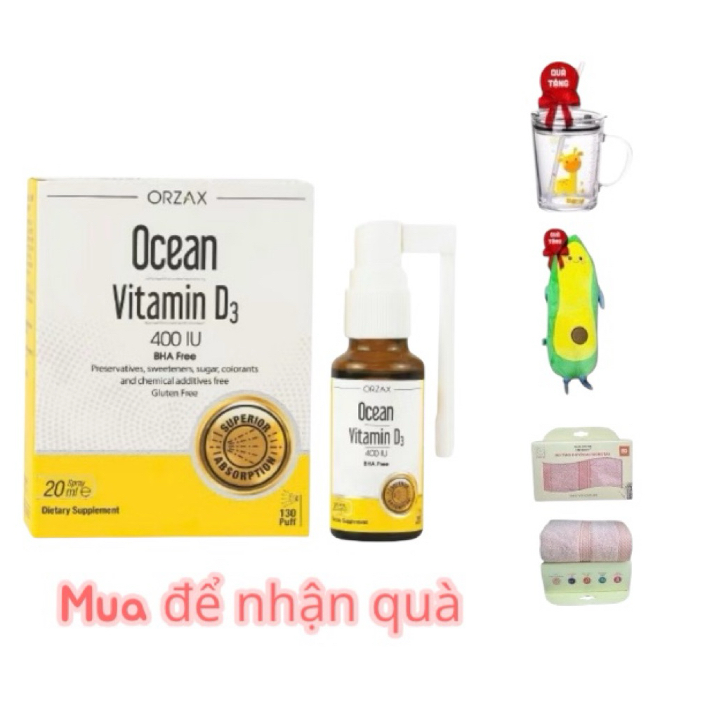 Xịt Ocean Vitamin D3 Orzax Bổ Sung Vitamin Giúp Xương Và Răng Chắc Khỏe 20ml