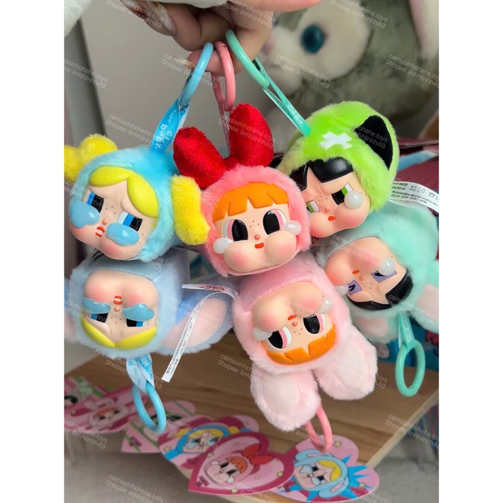 [SẴN] POPMART CRYBABY POWERPUFF Móc khóa Thú Bông Crybaby Powerpuff Girls Nhỏ Xinh (CHECK CARD /Gói 