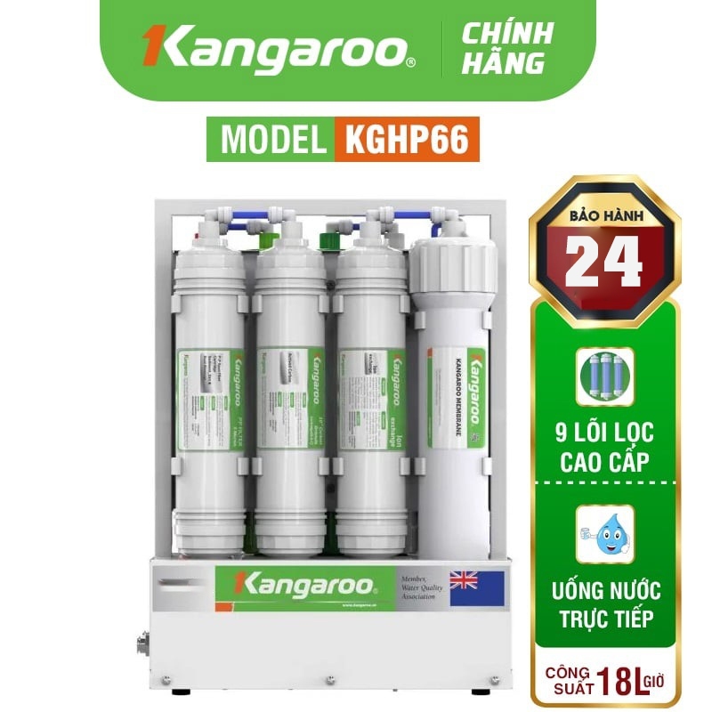 Máy Lọc Nước Kangaroo KGHP66, 9 Cấp Lọc Hydrogen - Công Suất 18Lit/h, Hàng Chính Hãng