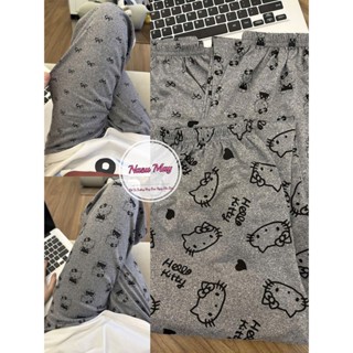  Quần Ngủ Dành Cho Nữ Ống Rộng Cute Cạp Cao Màu xám 