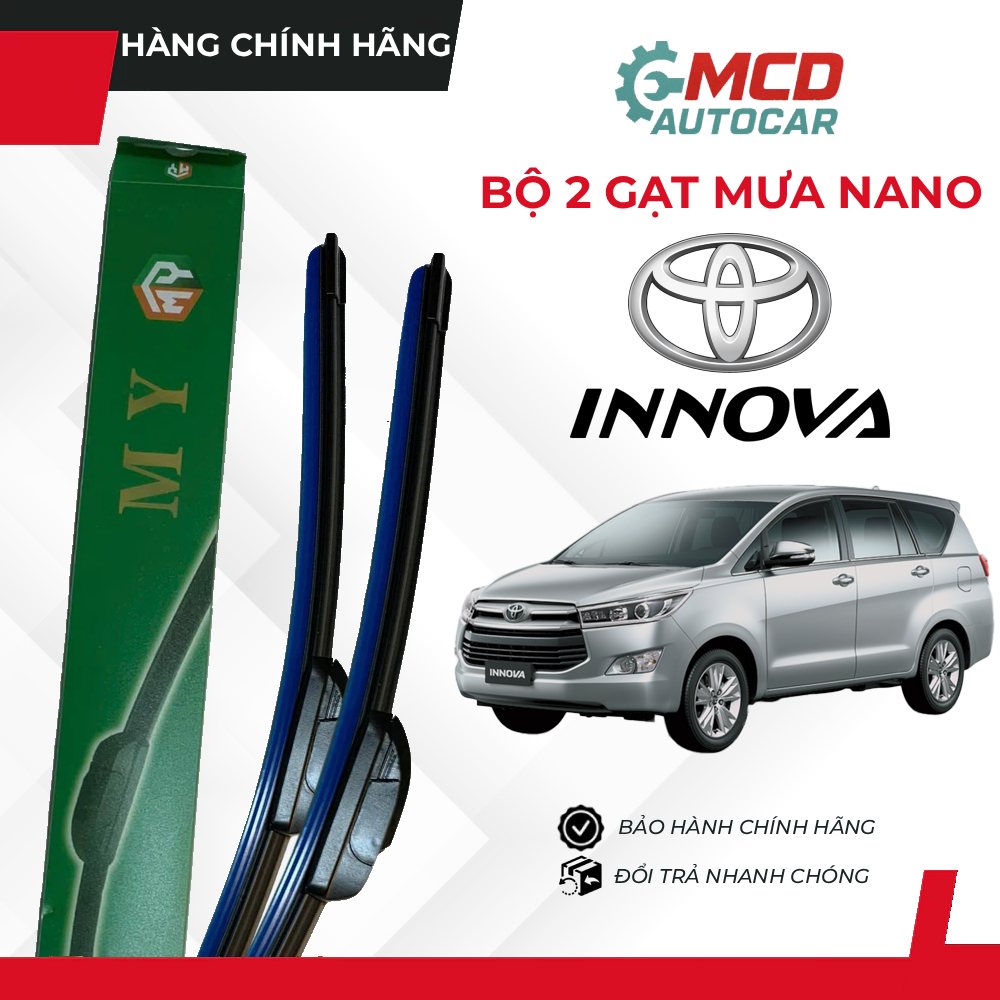 BỘ 2 Gạt mưa NANO mềm lưỡi silicon cho TOYOTA Innova – Bền êm, chống ồn, quét sạch không vệt, lắp đặt dễ dàng