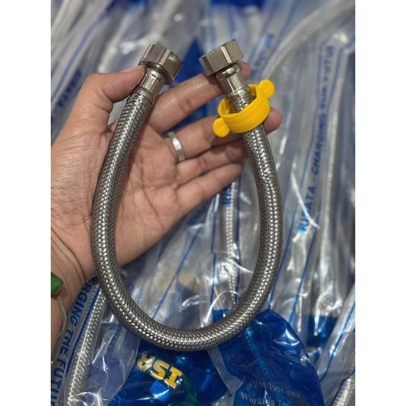 (2 chiếc) Dây cấp nước inox, dây cấp nóng lạnh 40cm lắp bình nóng lạnh, bệt chậu, vòi bếp...