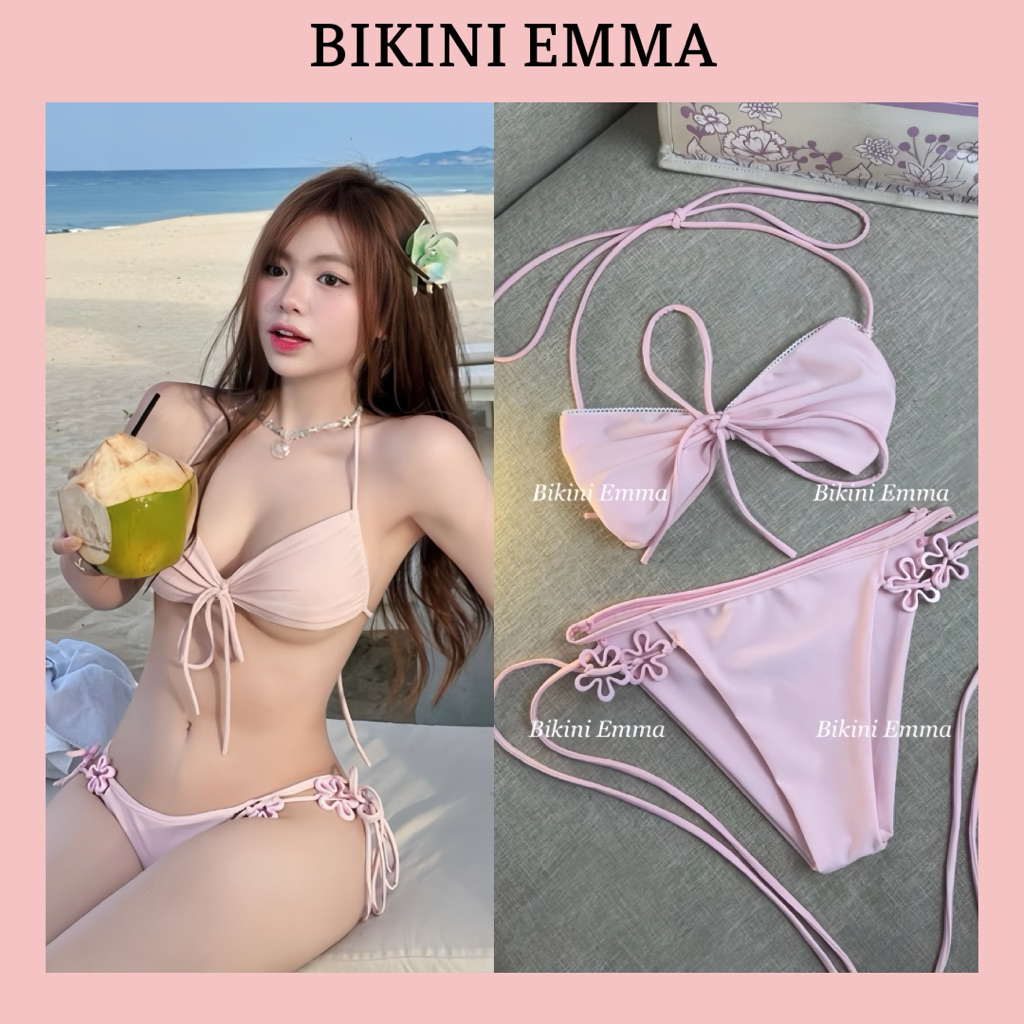 BIKINI EMMA Bikini 2 Mảnh Charm Hoa, Viền Ren Trendy