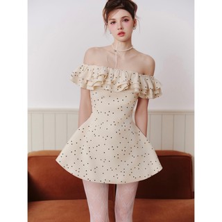   40-80Kg  Đầm Váy Bi Kem Trễ Vai 3 Tầng Bèo Form Xòe Tôn Dáng  Có BigSize  UnihomeClothing CQ329 