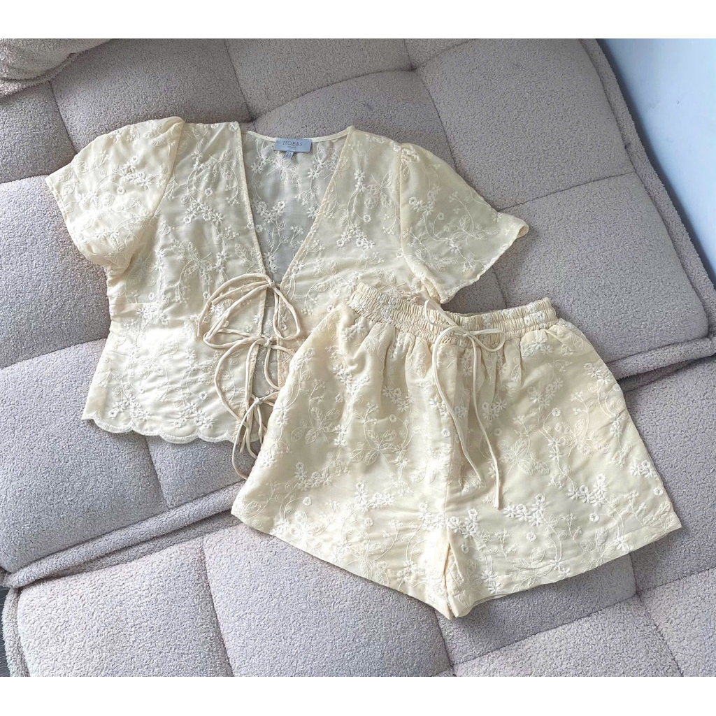 Set linen tơ thêu hoa lá Hobbs COBÉ