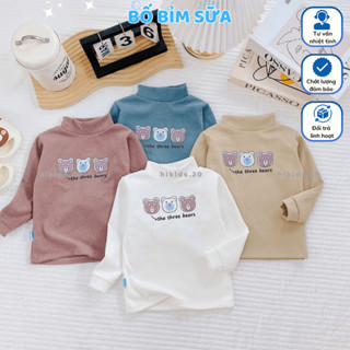 Áo giữ nhiệt thu đông chất vải nỉ zip lông cổ lọ cho bé trai bé gái gữ ấm cho cơ thể 5-15kg ZL01 Đậu Đậu Store