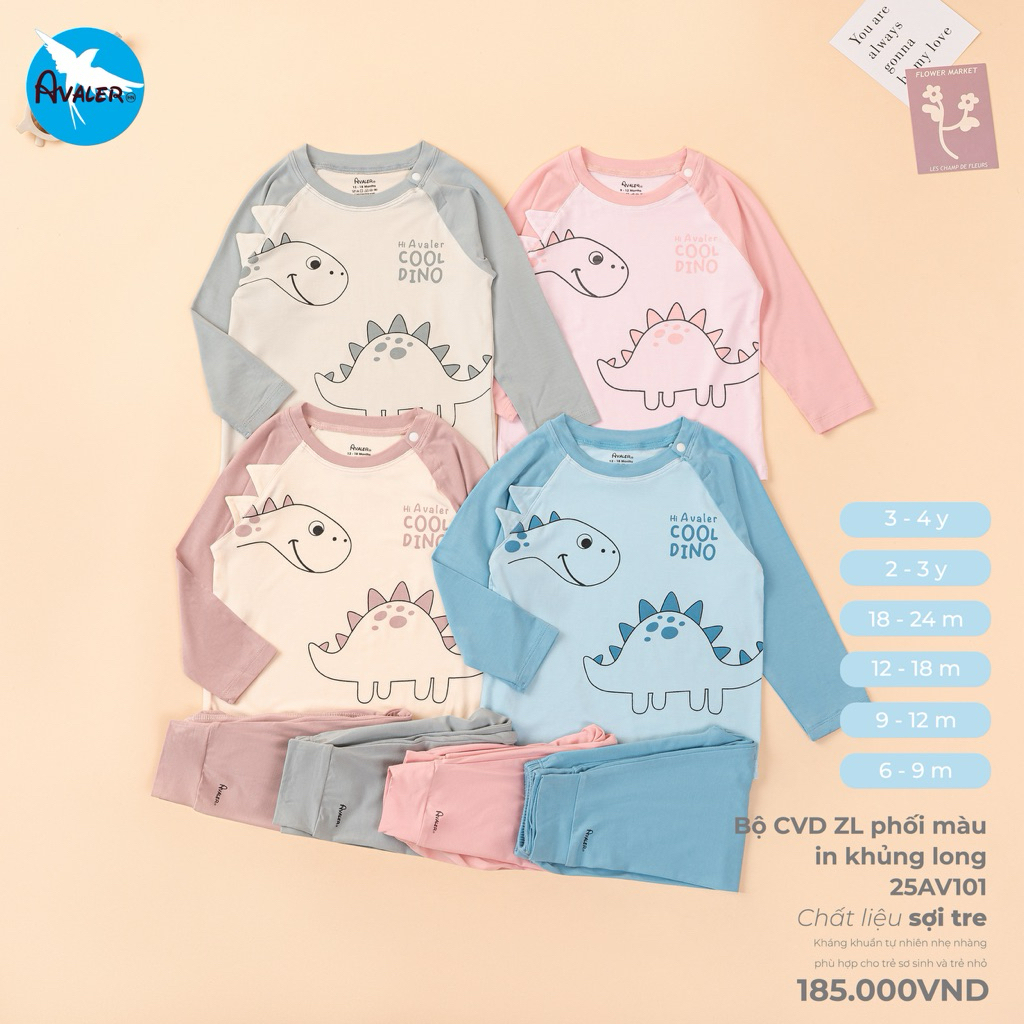   Avaler  Mom Mom  Bộ quần áo dài tay chất sợi tre mềm mại cho bé 6-16kg thu đông mẫu mới chính hãng Avaler 