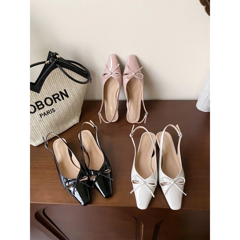 Giày quai sau da bóng nơ F11-6 - Kachi House