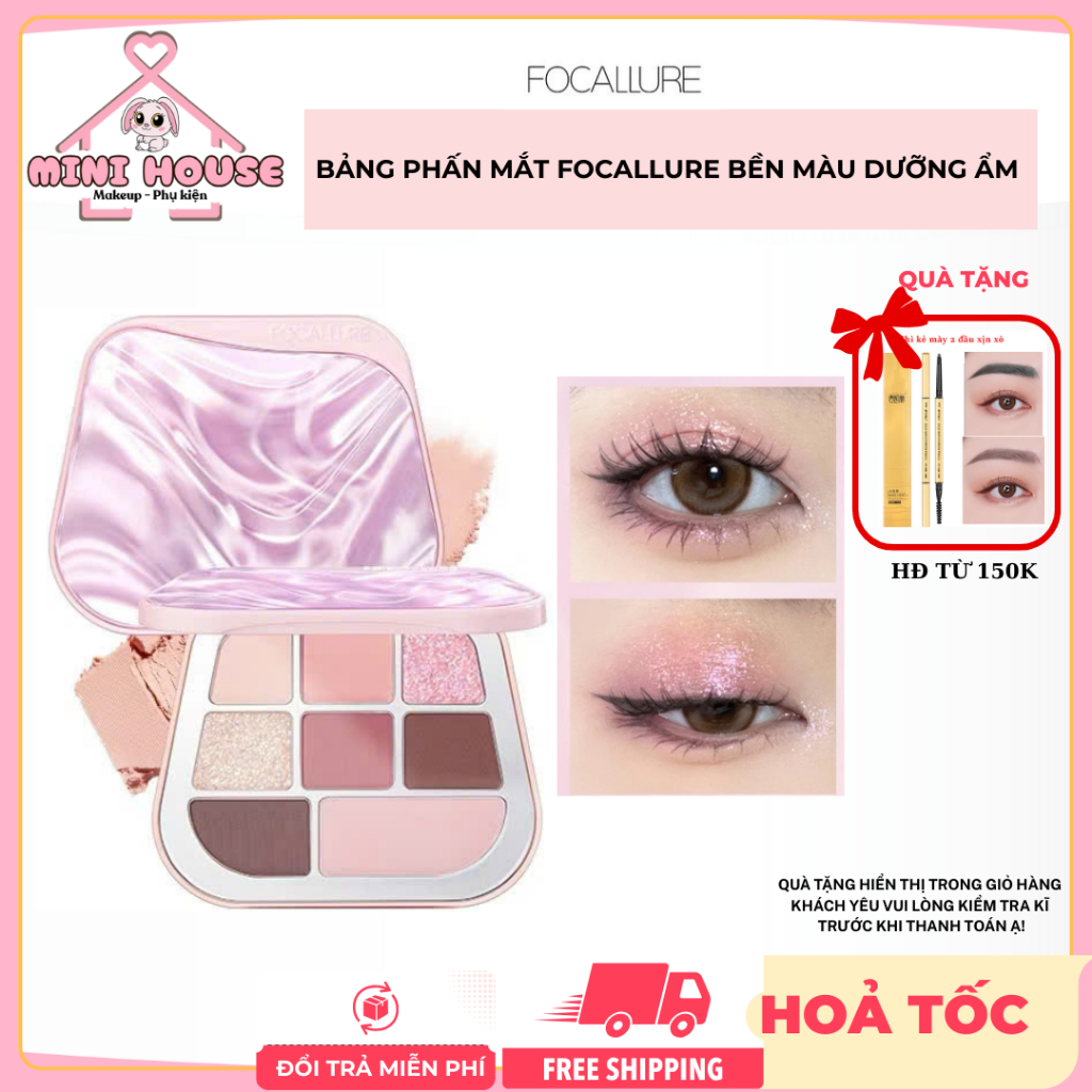  Phấn mắt Focallure 9 ô lỳ kèm nhũ chất bám lâu lên màu đẹp | MINI HOUSE 