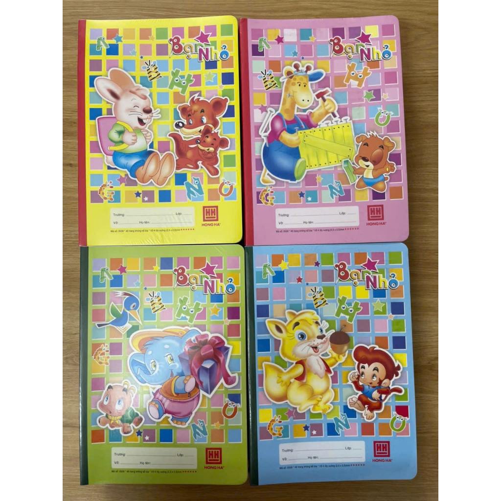 Vở 4 ô ly vuông School Bạn nhỏ 0509 Hồng Hà 48 trang dành cho học sinh tiểu học