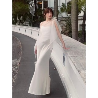   UnihomePREMIUM   40-80Kg  Set Đầm Lụa 2 Dây Kèm Áo Choàng Cài Bông Mặc Đi Tiệc Siêu Sang  Có BigSize  CH331 