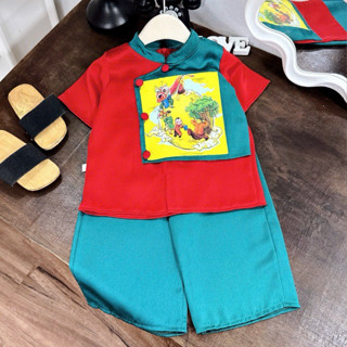 Set yếm cho bé gái đi chơi trung thu chơi tết, set đồ trung thu bé trai áo+quần