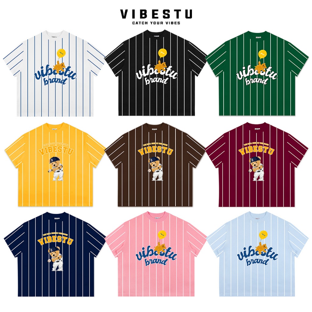 Áo Thun Sọc Local Brand VIBESTU " Gấu Vibestu" Form Big Boxy Unisex 250gsm Cotton | BigBuy360 - bigbuy360.vn