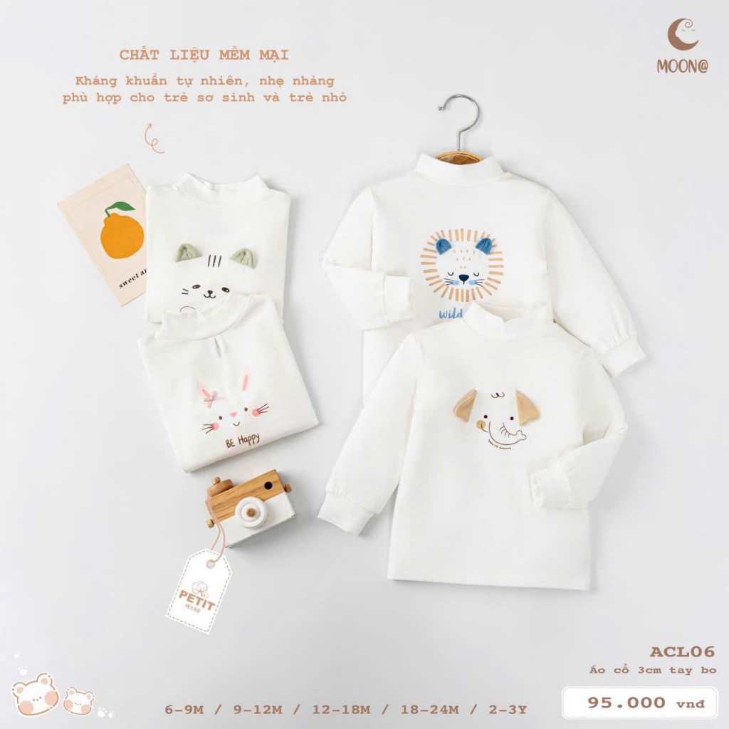 [MOON] Áo giữ nhiệt Moon cổ 3 phân giữ ấm cho bé chất liệu petit hàng chính hãng | ĐỖ HỮU STORE