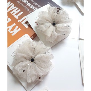 [Hàng Thủ Công] Set 2 cột tóc/ Kẹp tóc Hoa voan xốp cho bé gái ( Hình Thât).