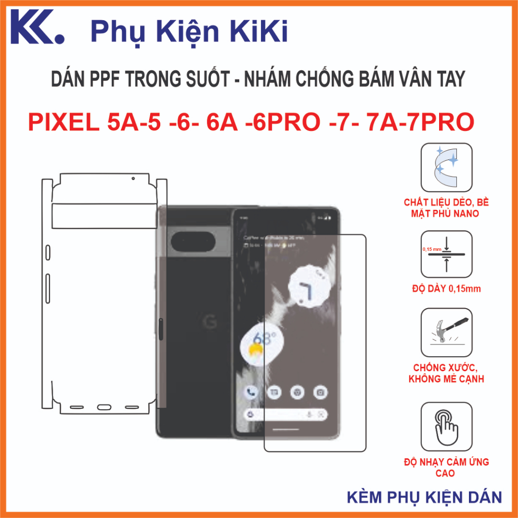 Miếng dán Ppf Google pixel 5/ 5a5g / 6a5g / 6 / 6pro / 7/  7pro/ 7a Dán tấm dán nhám chống bám vân tay, chống xước