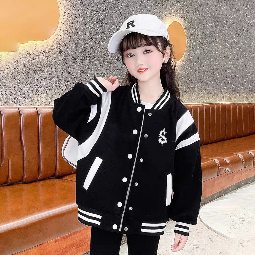 Áo khoác Bomber bé gái 14-45kg, áo khoác nỉ bé gái, áo khoác cho bé gái, áo khoác bomber trẻ em chất