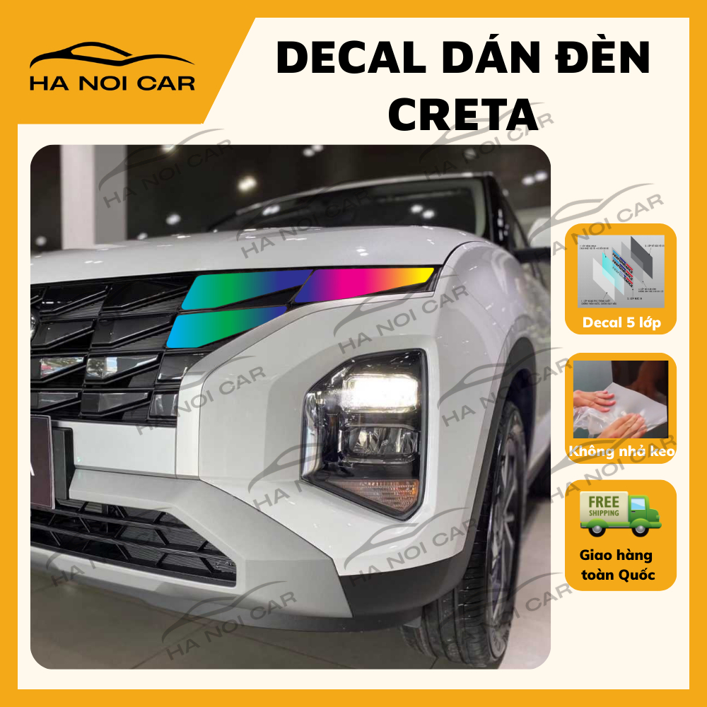 CRETA: Decal dán đổi màu đèn CRETA trang trí xe