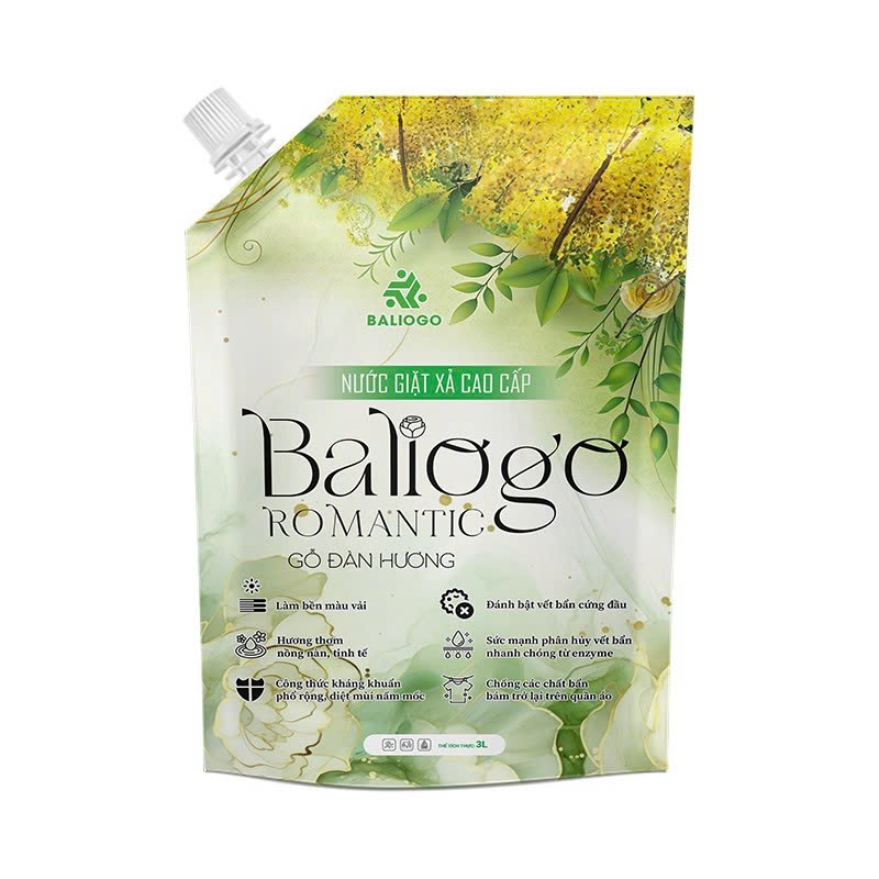 H05_ [ KÈM QUÀ] Túi Nước Giặt Baliogo Romantic Hương Gỗ Đàn Hương 3000ml