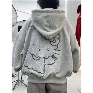 Áo hoodie in họa tiết mèo Hello Kitty, áo khoác nỉ mũ dày dặn có túi đơn giản basic chất liệu nỉ bông dày dặn ấm áp