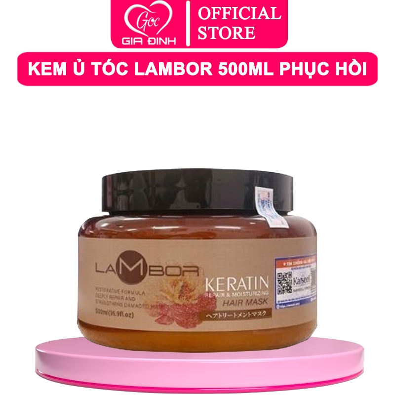 Kem Ủ Tóc Lambor 500ml Phục Hồi Tóc Hư Tổn Dưỡng Ẩm Sâu Giảm Gãy Rụng, Suôn Mượt Chuẩn Salon