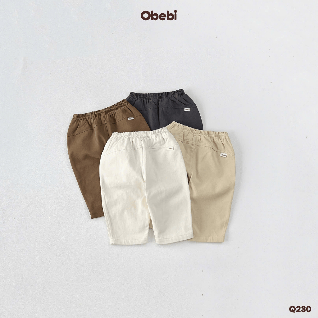  Quần Kaki Thêu Chữ Obebi Thời Trang Hàn Cho Bé Trai Bé Gái từ 8kg - 23kg Q230 