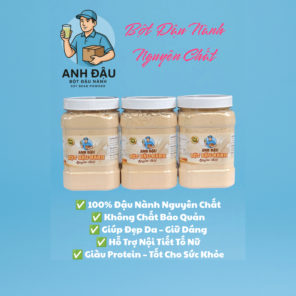 Combo 3 Bột Đậu Nành Anh Đậu Bột Đậu Nành Rang Nguyên Chất