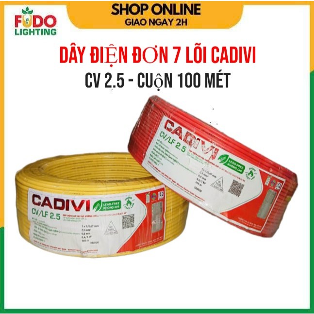 <Cuộn 100M> Dây điện đơn Cadivi CV 2.5 mm2-0.6/1KV cuộn 100M chính hãng