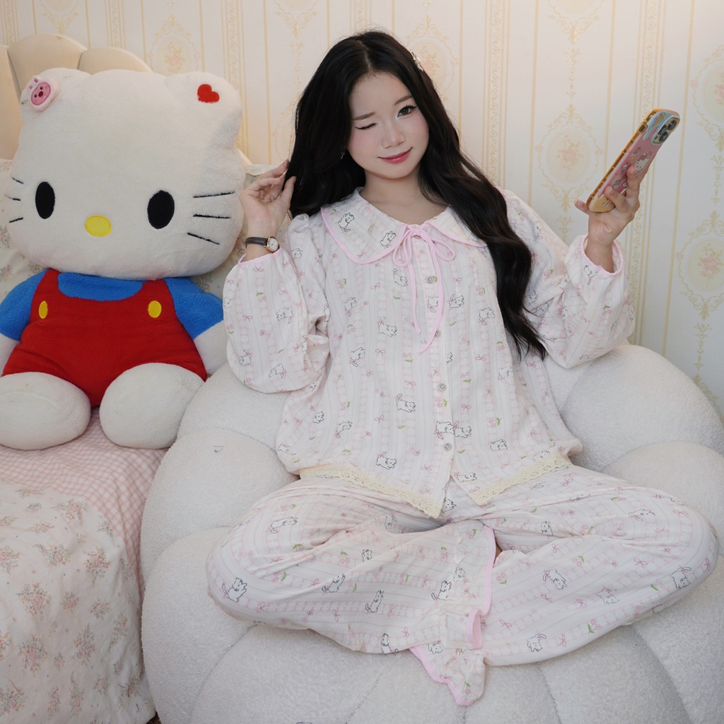 bộ pijama bộ ngủ nữ tiểu thư cổ sen cộc đùi, cộc dài vải đũi bông mây mùa hè mặc đi ngủ mát mẻ Xưởng may Sm sen2 | BigBuy360 - bigbuy360.vn