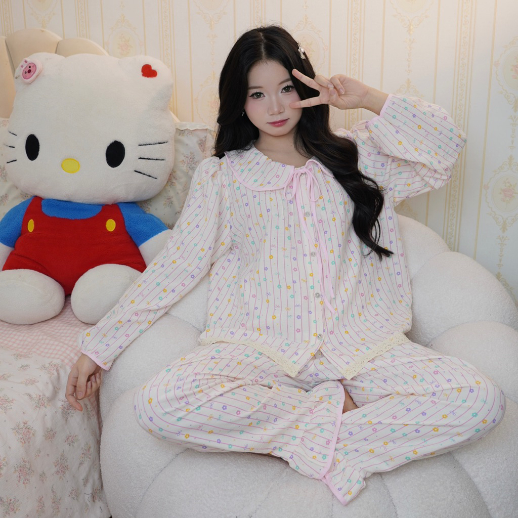 bộ pijama bộ ngủ nữ tiểu thư cổ sen cộc đùi, cộc dài vải đũi bông mây mùa hè mặc đi ngủ mát mẻ Xưởng may Sm sen2 | BigBuy360 - bigbuy360.vn