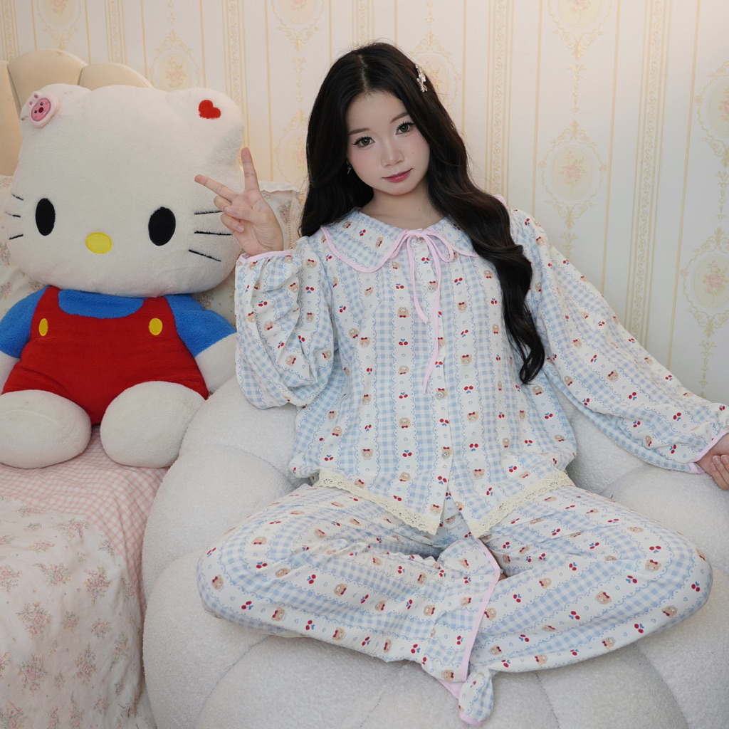 bộ pijama bộ ngủ nữ tiểu thư cổ sen cộc đùi, cộc dài vải đũi bông mây mùa hè mặc đi ngủ mát mẻ Xưởng may Sm sen2 | BigBuy360 - bigbuy360.vn