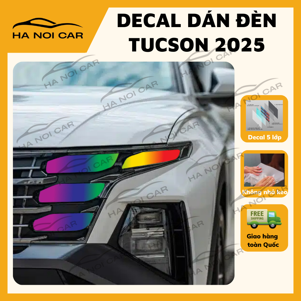 Tem dán đèn TUCSON 2025 (2 bên), Decal dán đổi màu đèn TUCSON 2025 ,Decal 3 lớp không phai màu, khôn