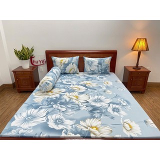 Ga giường drap thun Hàn Quốc 3D cao cấp (bộ 4 món gồm 1 ga, 2 vỏ gối nằm, 1 vỏ gối ôm)