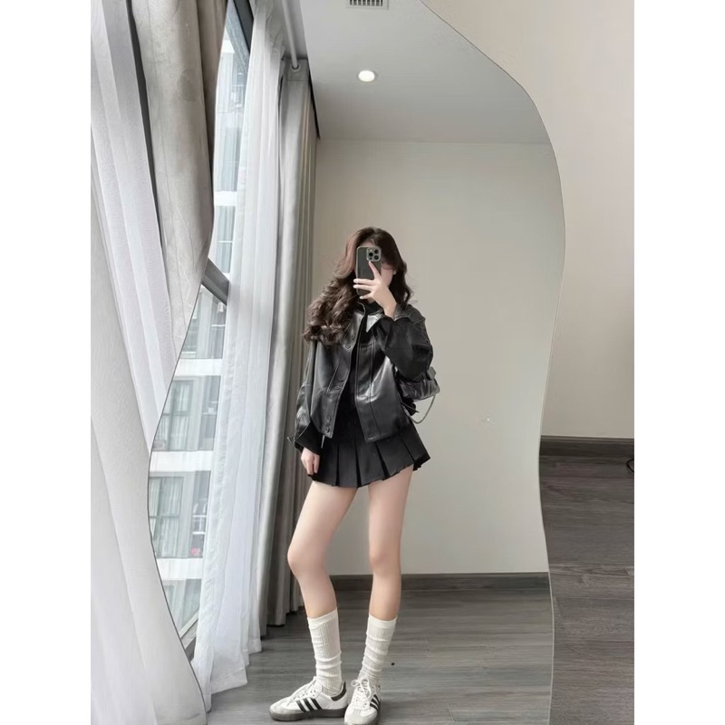 [HÀNG QC/ 2Lớp] ÁO KHOÁC DA TRƠN CÚC ĐÔI FORM RỘNG BO CHUN VIỀN DƯỚI SIÊU XINH 2MONDAY AK4 | BigBuy360 - bigbuy360.vn