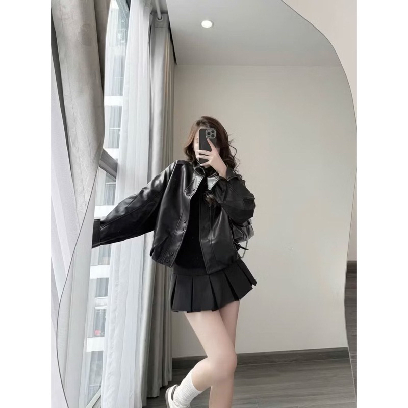 [HÀNG QC/ 2Lớp] ÁO KHOÁC DA TRƠN CÚC ĐÔI FORM RỘNG BO CHUN VIỀN DƯỚI SIÊU XINH 2MONDAY AK4 | BigBuy360 - bigbuy360.vn