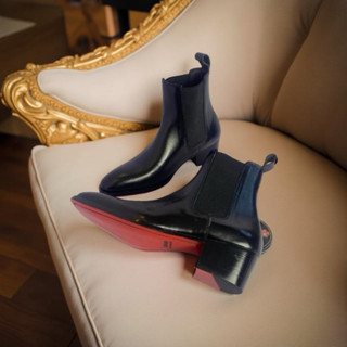 Chelsea boots Da bò Ý cao cấp đế gỗ 5cm và 3cm màu đen nam khâu mck chelsea boots đế đỏ 5cm , Bảo hành 24 tháng da và đế