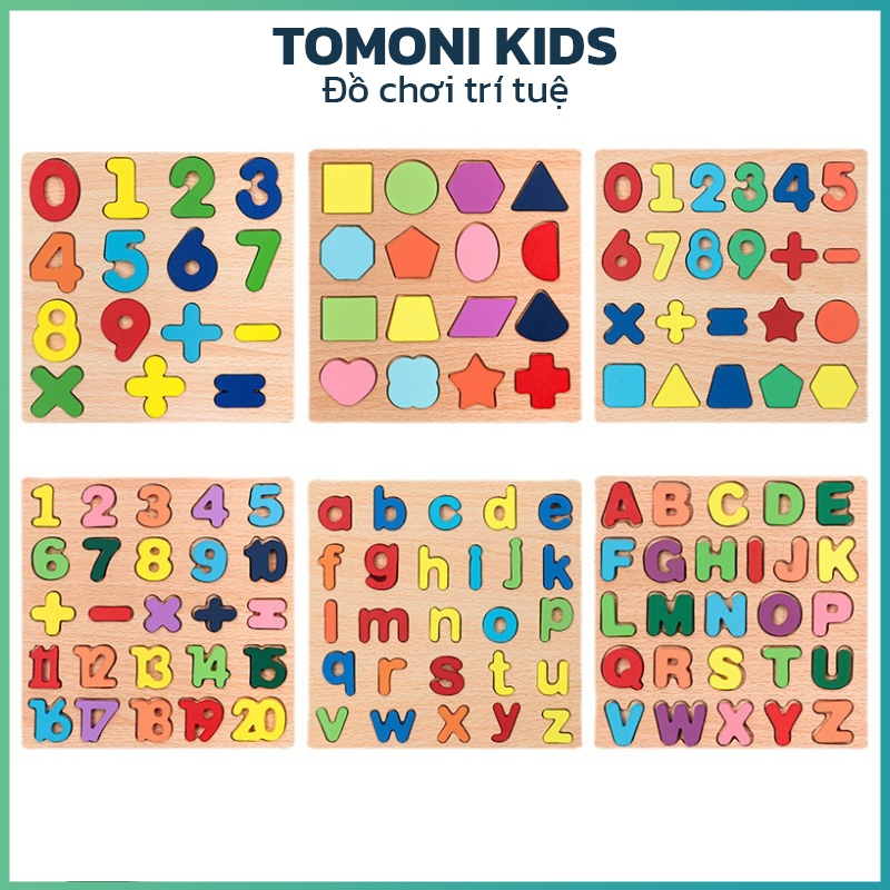 Đồ Chơi Học Tập Cho Bé (Combo 4 Bảng) | Bảng Chữ Cái, Học Tính Toán, Hình Khối Phát Triển Tư Duy | Tomoni Kids