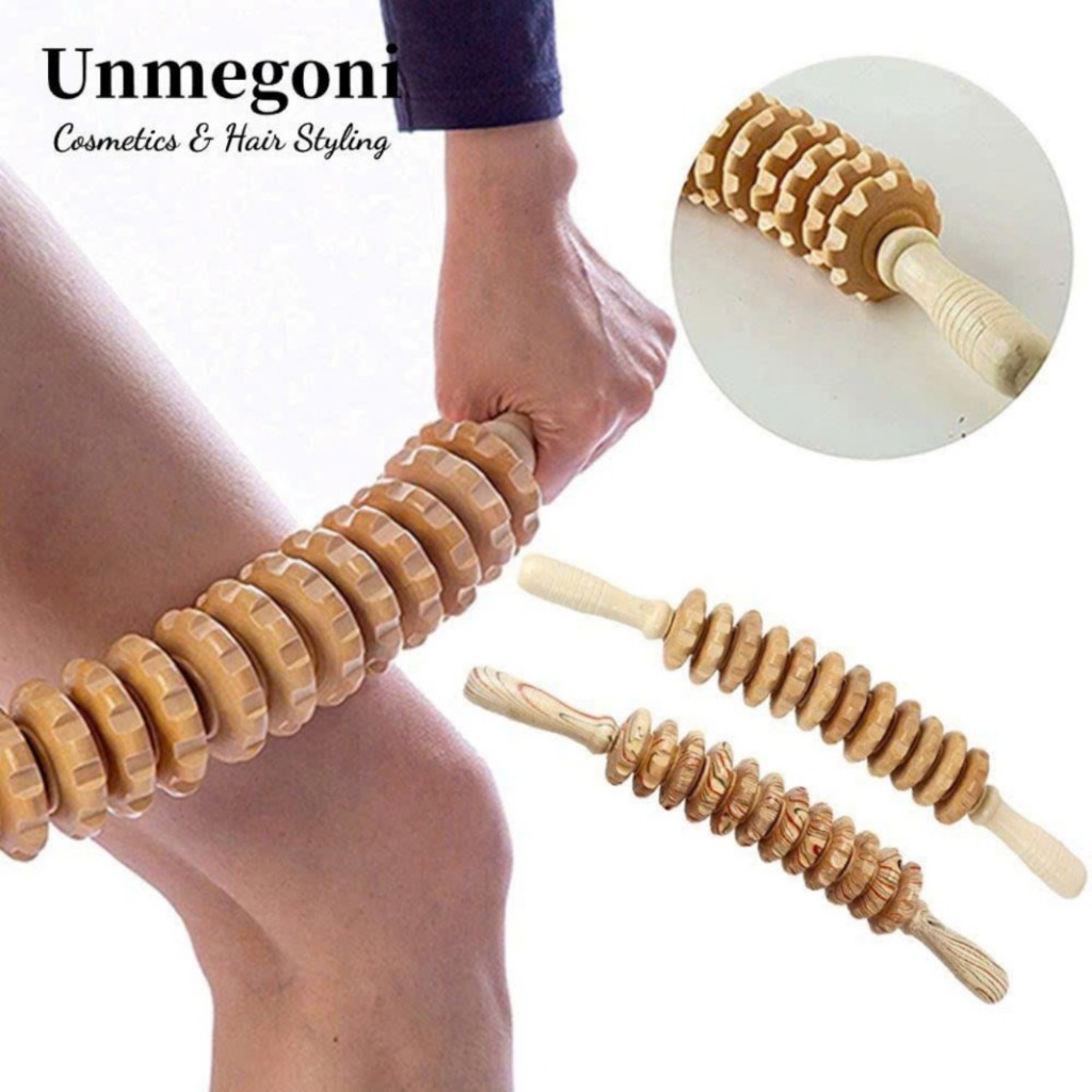 Cây lăn massage lưng, bụng bằng gỗ 12 bánh lăn, cây mát xa, dụng cụ matxa lưng