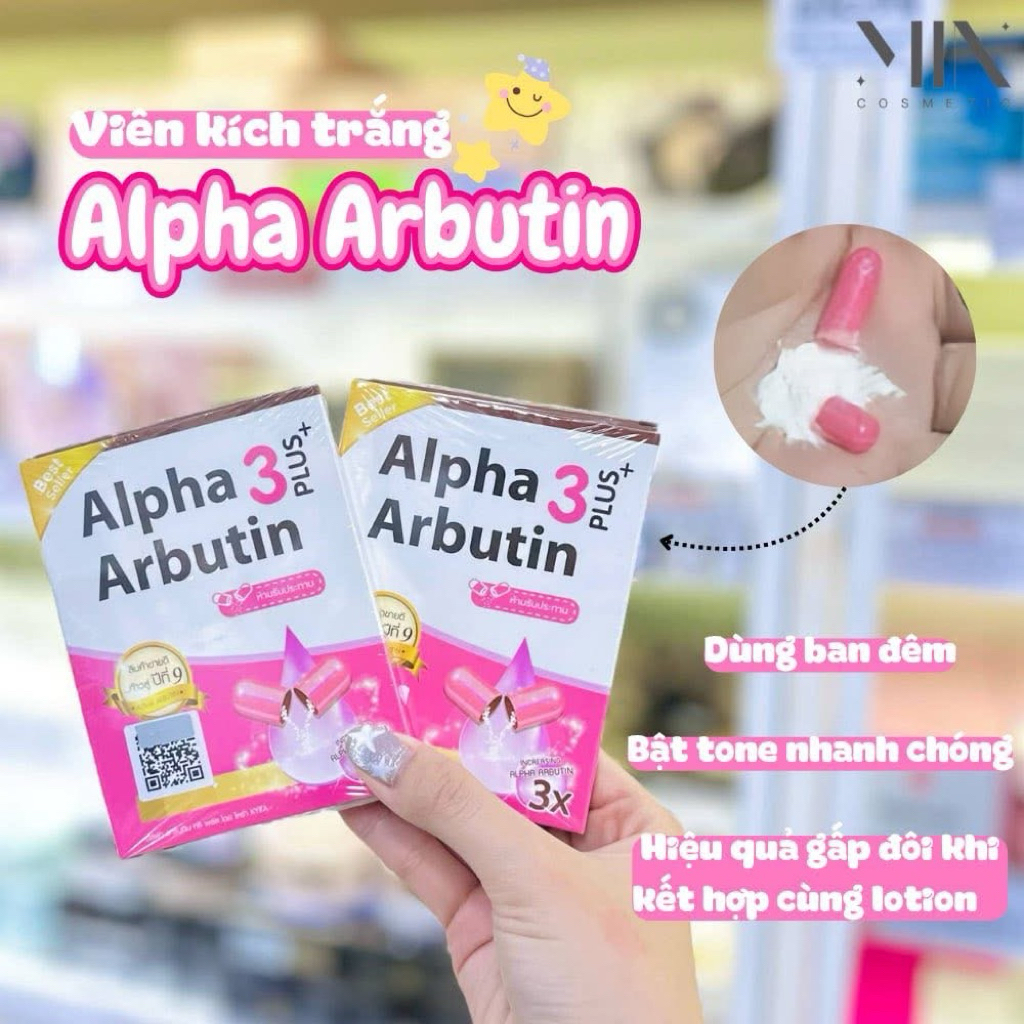 1 Vĩ ( 10 viên ) Bột  Alpha Arbutin hàng chuẩn thái