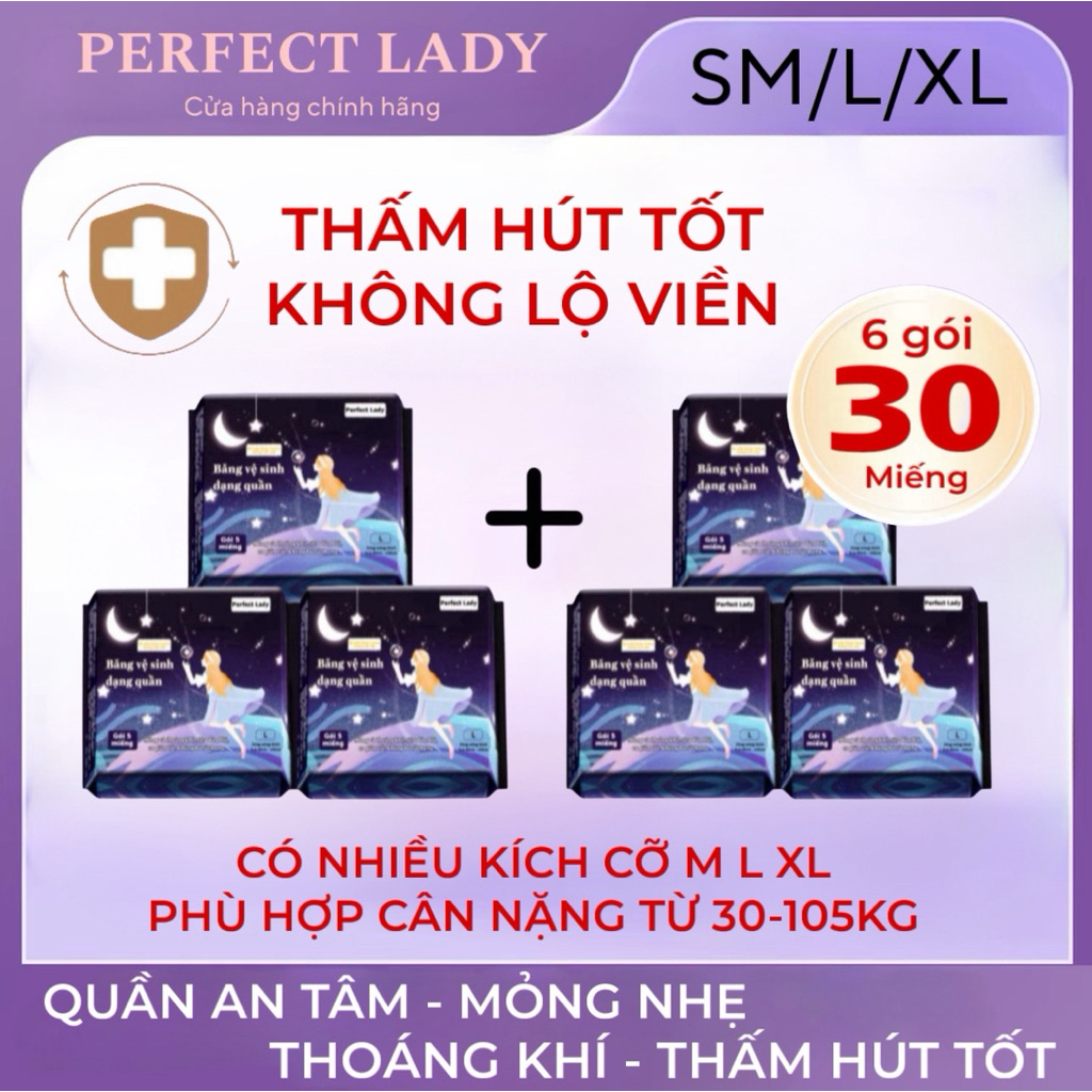 MUA 3 TẶNG 3 (30 miếng) Băng Vệ Sinh Dạng Quần PERFECT LADY