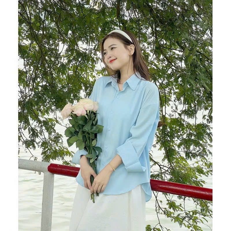 Áo Sơ Mi Nữ Dài Tay Form Rộng Công Sở Ulzzang Kiểu Hàn Quốc Basic Màu Pastel Trend Lưu Diệc Phi Dễ Phối Đồ Okélla | BigBuy360 - bigbuy360.vn