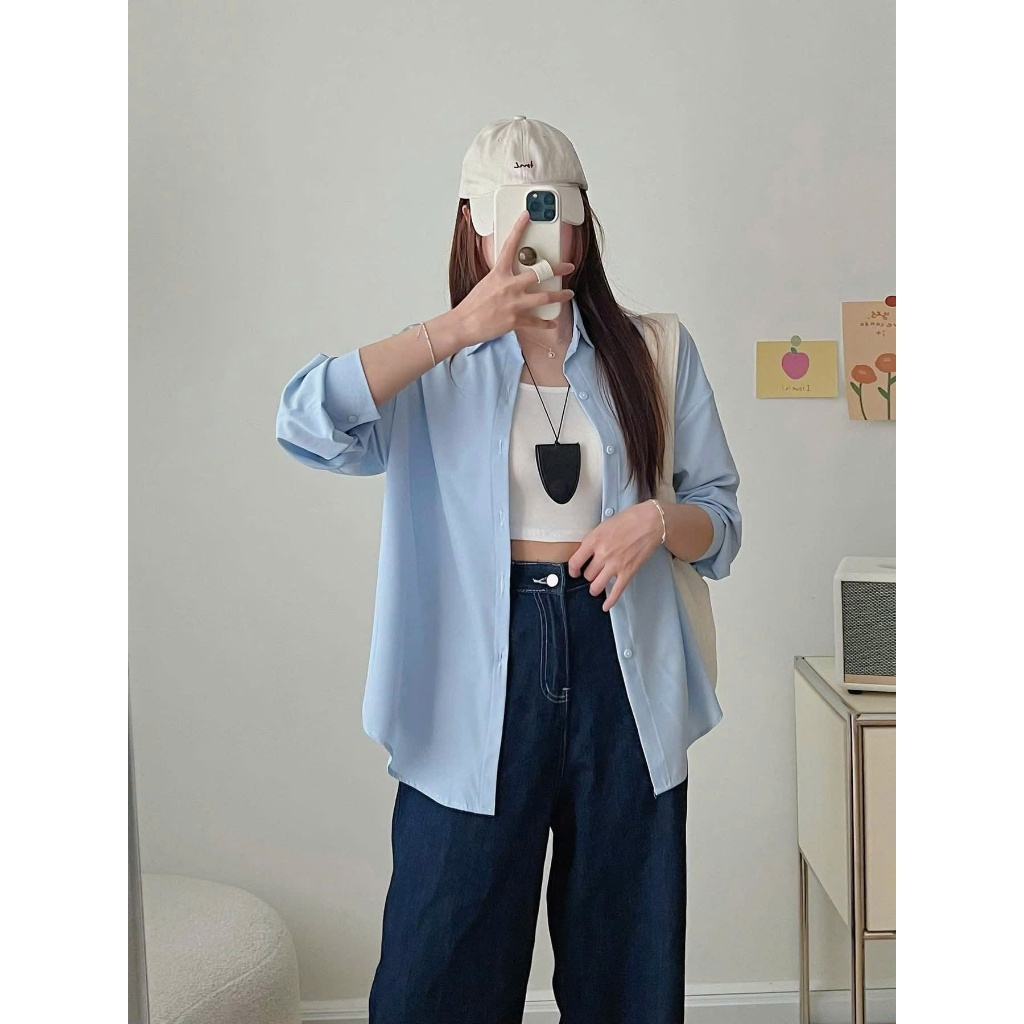 Áo Sơ Mi Nữ Dài Tay Form Rộng Công Sở Ulzzang Kiểu Hàn Quốc Basic Màu Pastel Trend Lưu Diệc Phi Dễ Phối Đồ Okélla | BigBuy360 - bigbuy360.vn