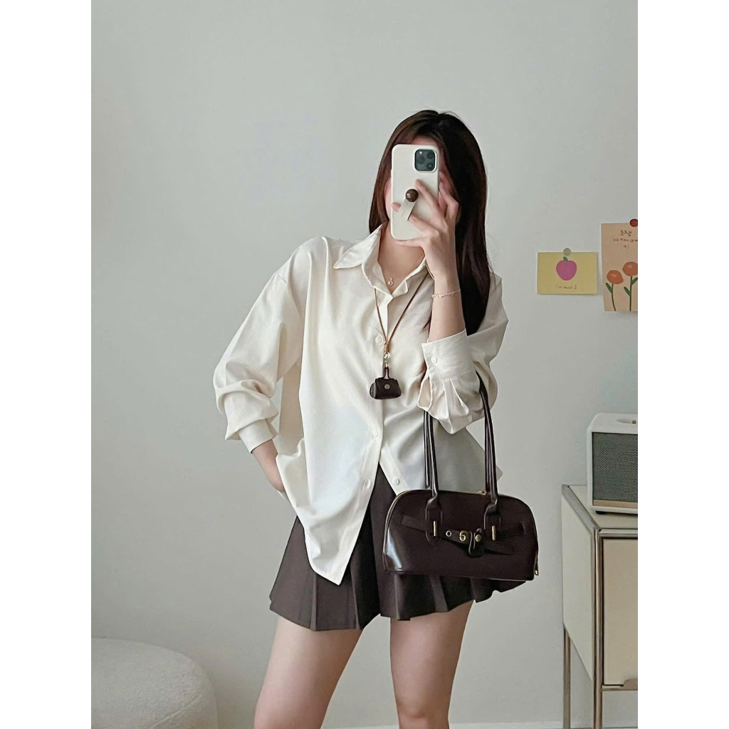 Áo Sơ Mi Nữ Dài Tay Form Rộng Công Sở Ulzzang Kiểu Hàn Quốc Basic Màu Pastel Trend Lưu Diệc Phi Dễ Phối Đồ Okélla | BigBuy360 - bigbuy360.vn