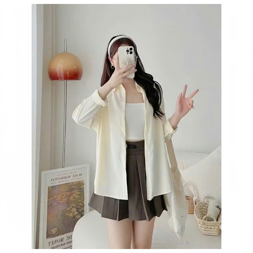 Áo Sơ Mi Nữ Dài Tay Form Rộng Công Sở Ulzzang Kiểu Hàn Quốc Basic Màu Pastel Trend Lưu Diệc Phi Dễ Phối Đồ Okélla | BigBuy360 - bigbuy360.vn
