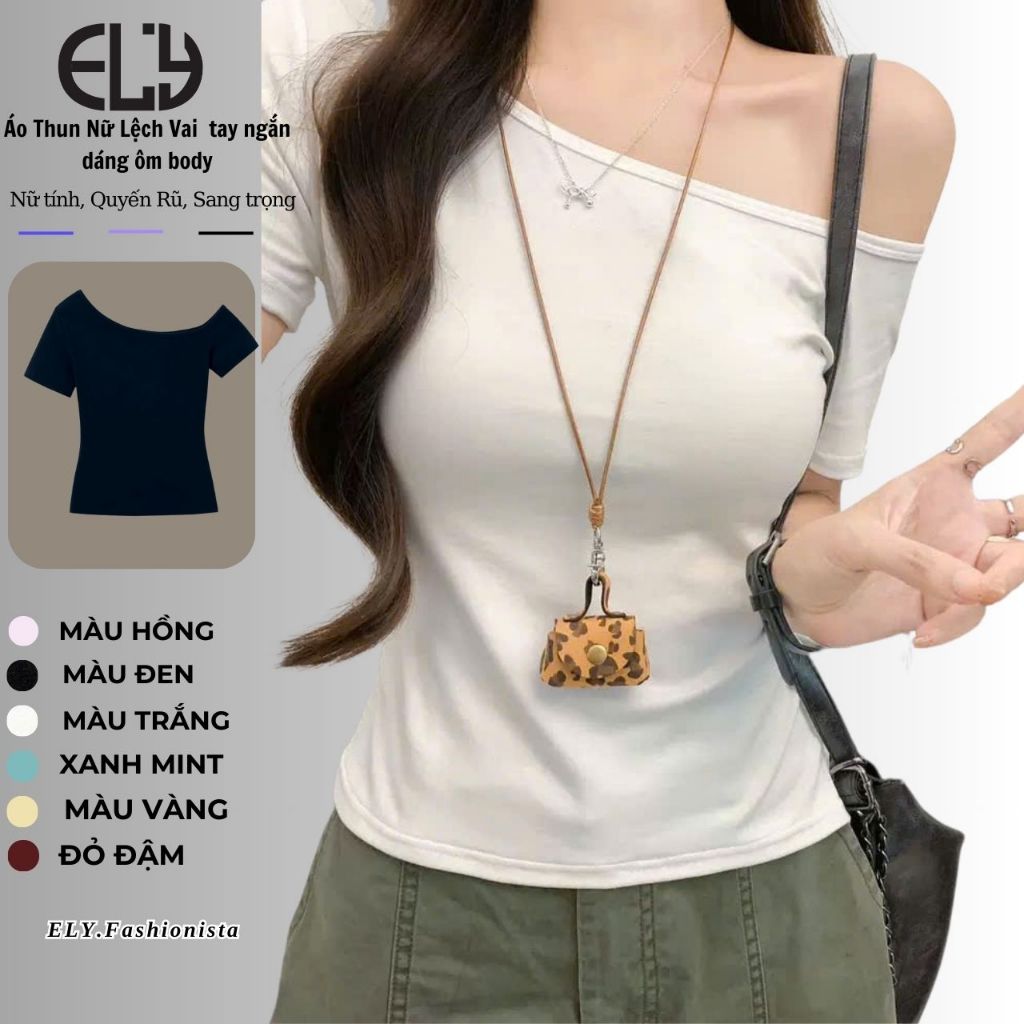 Áo Thun Nữ Trễ Vai Ôm Body Tay Ngắn Gợi Cảm, Áo Lệch Vai Thời Trang Hàn Quốc ELY317 | BigBuy360 - bigbuy360.vn