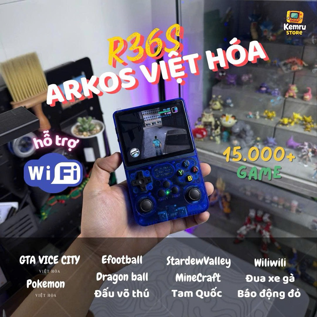 Máy chơi game R36s chính hãng, hỗ trợ wifi, 2 Ram chơi nhiều hệ máy pin 3000mah