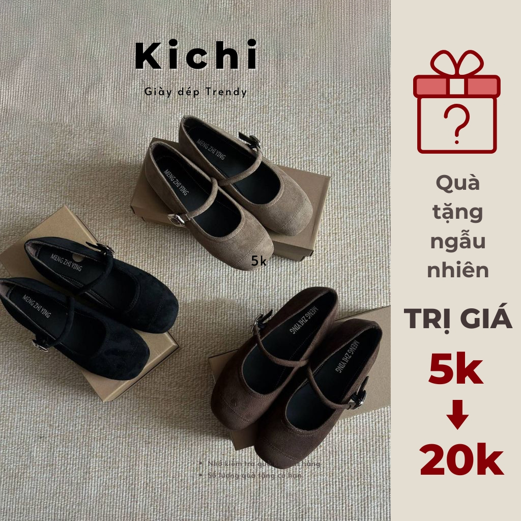 Giày mary jane da lộn KICHI thanh lịch tôn dáng vintage nữ tính kiểu cổ điển hiện đại êm chân TKC